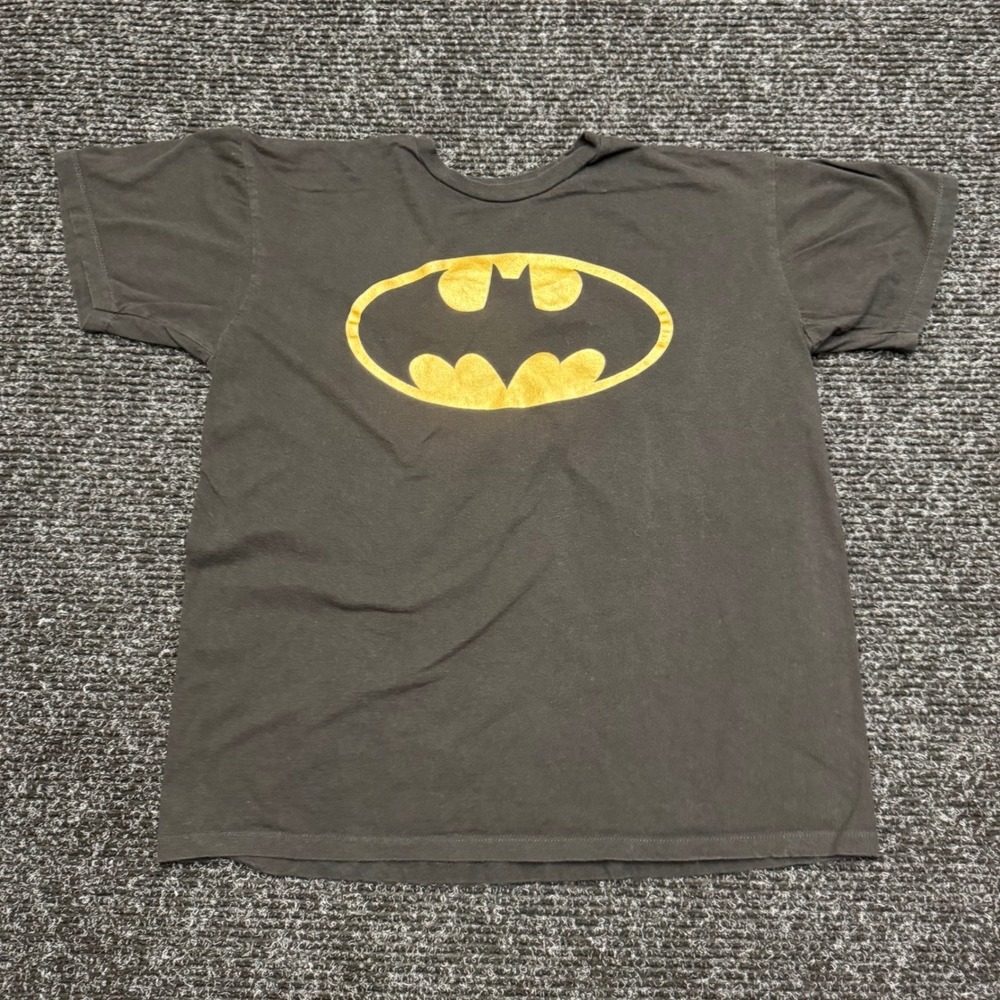 Batman DC Comics Graphic T-Shirt Black Yellow Bat Signal Logo Mens Large L
